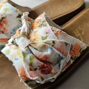 Blowfish Floral Bow Slide Sandals in Multi-Color